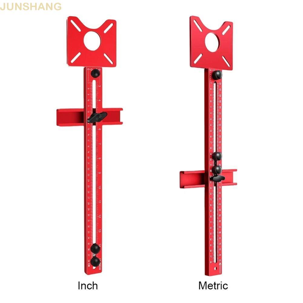 JUNSHANG เจาะ Punch Locator, เมตริก/นิ้วปรับ 4 in 1 Router วงกลมตัด Jig, ที่ถอดออกได้อลูมิเนียมเจาะ Positioner เครื่องมือเจาะไม้ Dowelling Guide