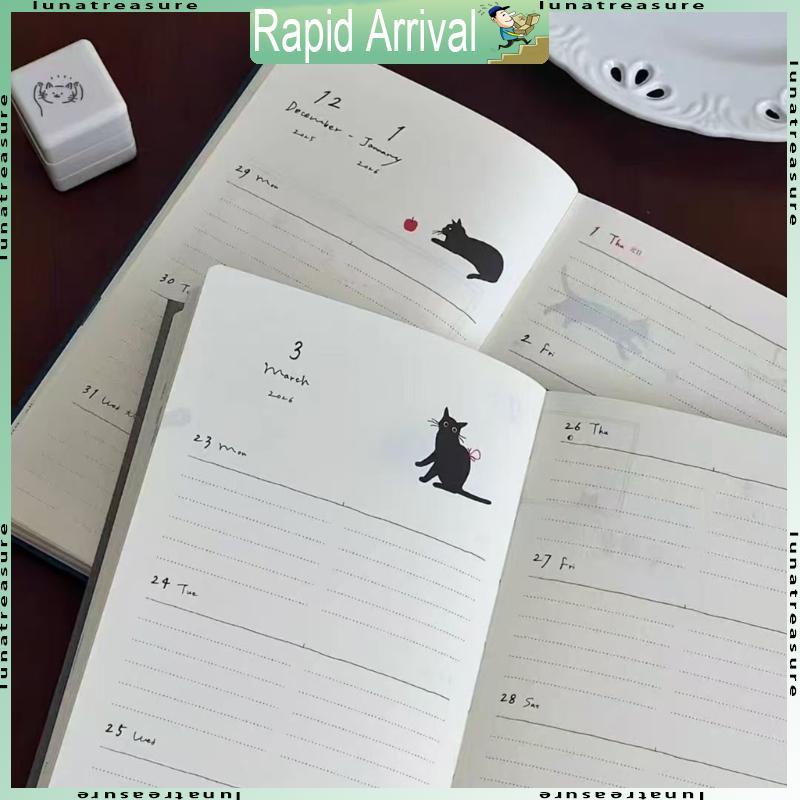 Lun 2026 Yearly Organizer Notebook Time Management Journal Daily Planner สําหรับนักเดินทางที่มีเค้าโ
