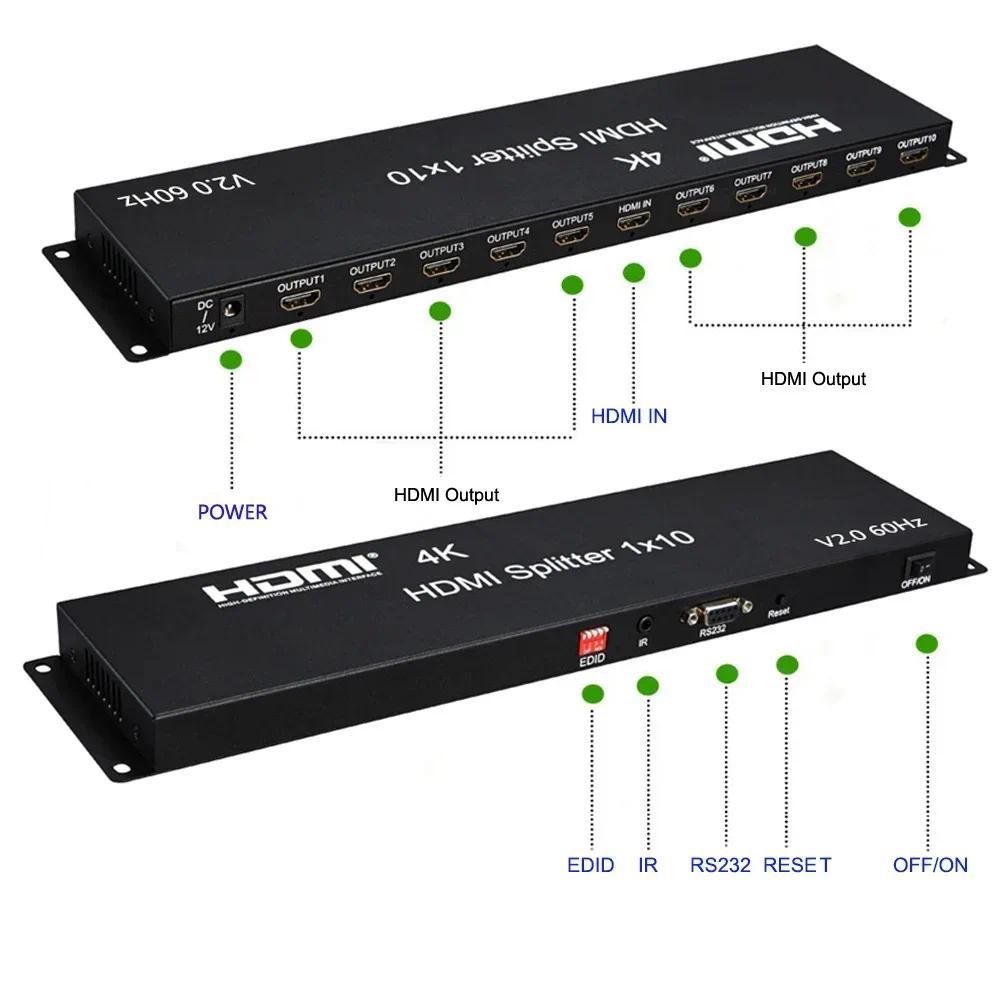 4K 60hz 1x10 HDMI Splitter 1 in 10 Out Multi Screen Display จําหน่าย PC To TV Video Converter