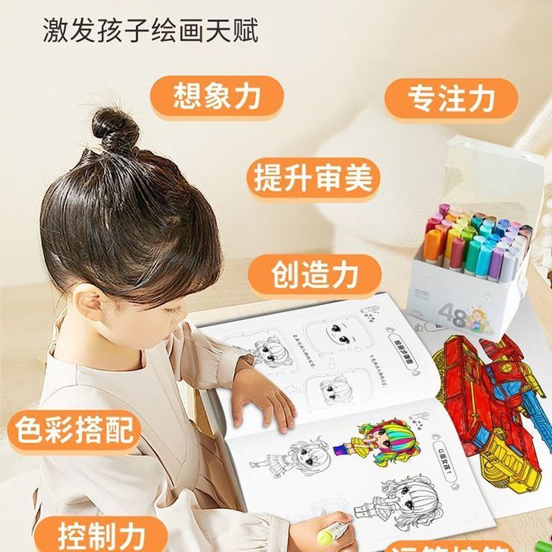 描摹本儿* 童人物卡通基础入门简笔画本漫画线稿线描图画本描绘本Drawing, drawing, line drawing, copying, picture book, girl sketching