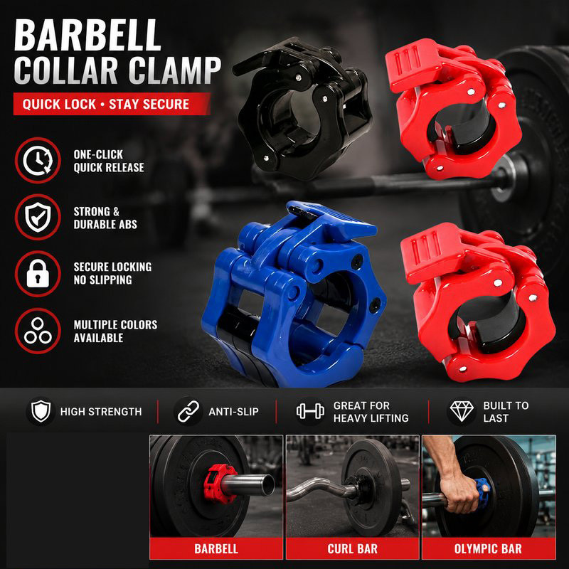 Barbell Collar ตัวล็อคแกนบาร์ 25mm/50mm แบบคลิปกด เปิดปิดมือเดียว ช่วยลดการขยับของแผ่นน้ำหนัก อุปกรณ์ฟิตเนส ใช้ประจำวัน