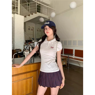 พร้อมส่งจากกทม เสื้อยืดแขนสั้นคอปก เสื้อคอปกกระดุมหน้า ผ้านิ่ม ใส่บาย มินิมอล สไตล์เกาหลี Velca