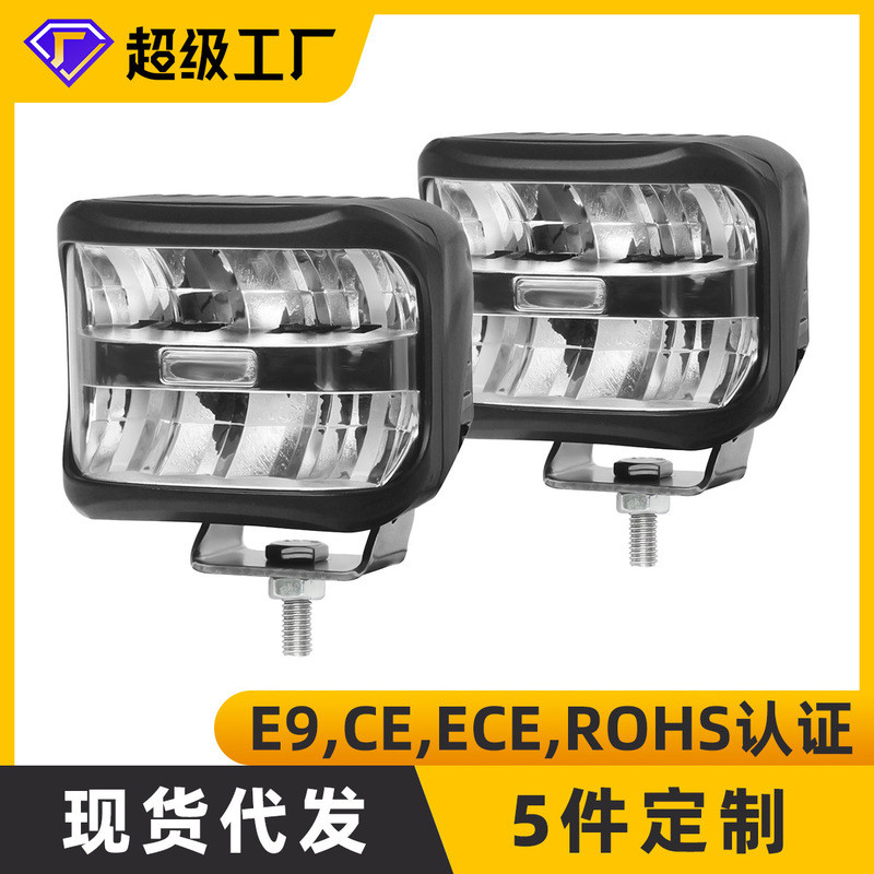ECE R10 Certified Truck Car Work Light Floodlight สายตาเอียง 24vled Engineering Vehicle Light
