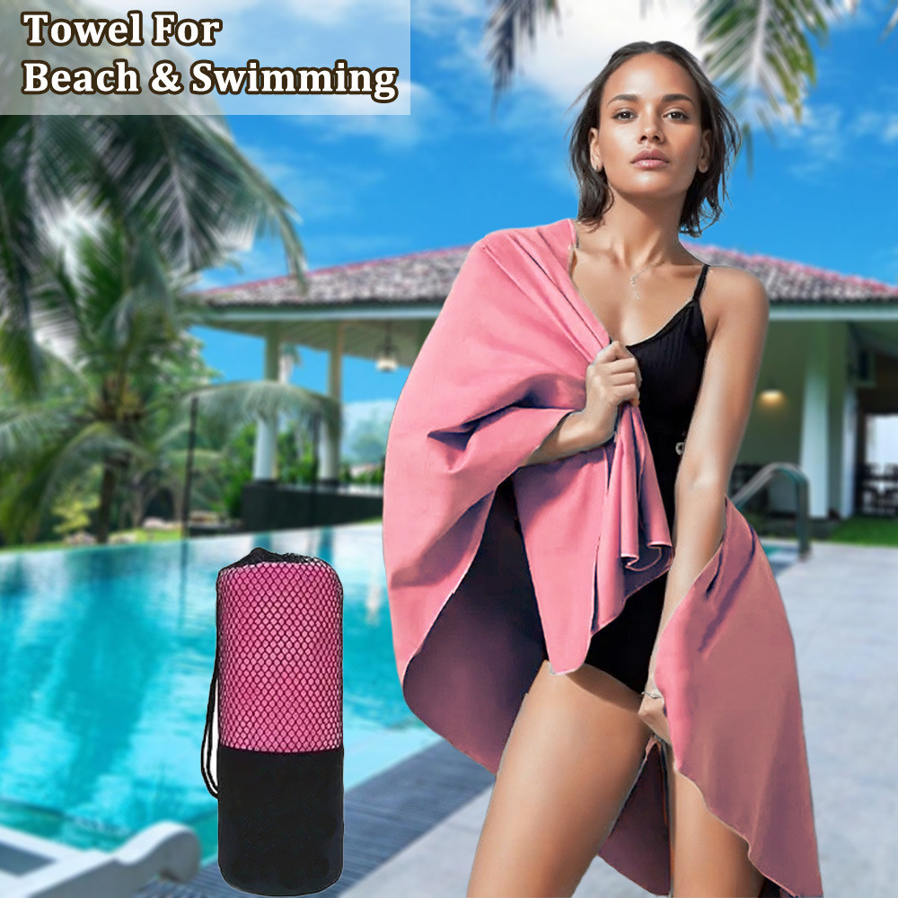 Quick-Drying Beach Towel ไมโครไฟเบอร์โยคะกีฬาผ้าเช็ดตัวว่ายน้ํา Beach Bath Towel