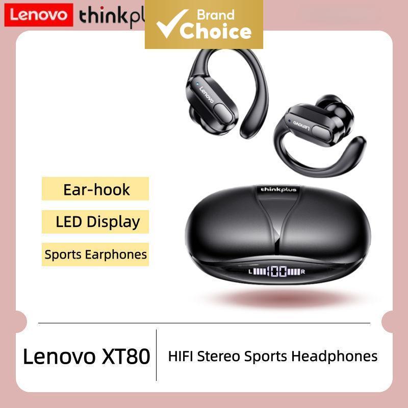 หูฟังไร้สายสําหรับกีฬา Lenovo XT80 พร้อมไมค์ หน้าจอแสดงพลังงาน LED เสียงไฮไฟสเตอริโอ บลูทูธ 5.3 TWS หูฟังกันน้ํา