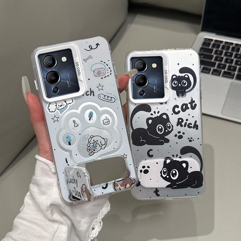 เคส Lucky Dog Cat Rich เหมาะสําหรับ Infinix Note 12 G96, Note 12 Turbo, X670 Cute Animal & Anime Cha