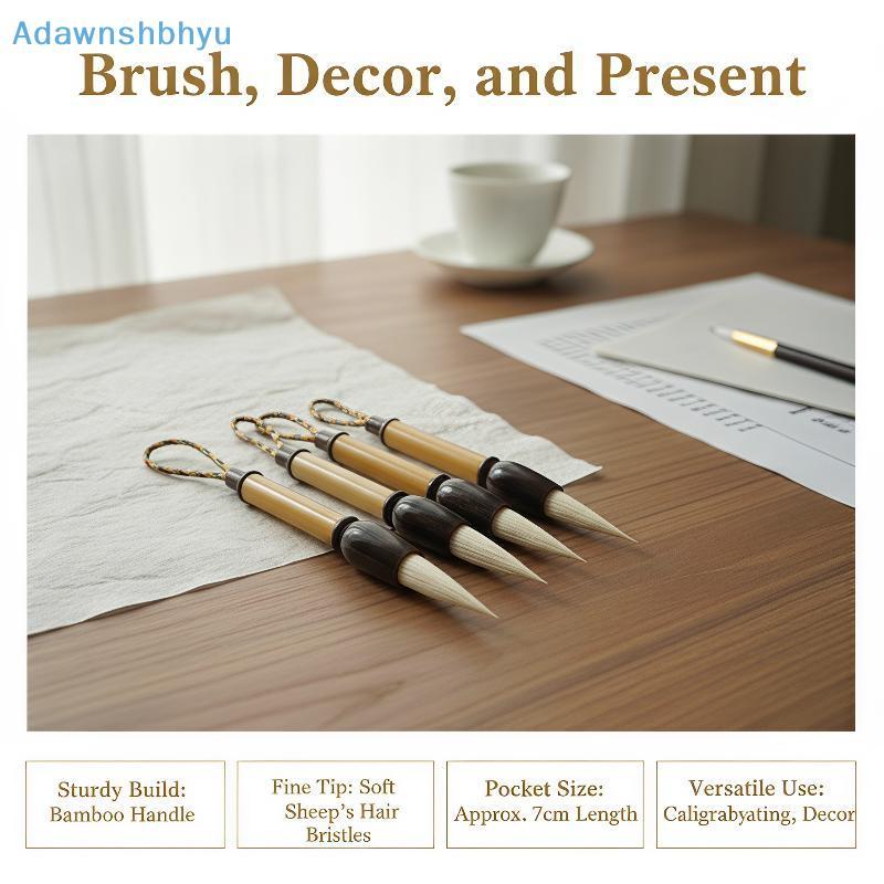 Adhyu 9 ซม.Mini Bamboo Handle แปรงประดิษฐ์ตัวอักษรจีน Poet ขนาดพกพาสําหรับนักเรียน Art Class การประด