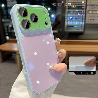 เคสโทรศัพท์หน้าต่างขนาดใหญ่สีตัดกัน Dopamine สไตล์ใหม่สําหรับ iPhone 17 Pro Max 16 15 14 13 Pro Max ครอบคลุมเต็มรูปแบบกันกระแทกฝาหลัง
