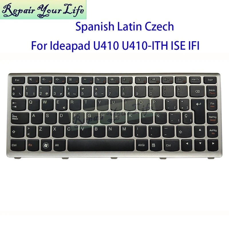 เช็กละตินสเปนคีย์บอร์ดสําหรับ Lenovo Ideapad U410 U410A U410-IFI U410-ISE U410-ITH T3C1-LAS MP-11K9 