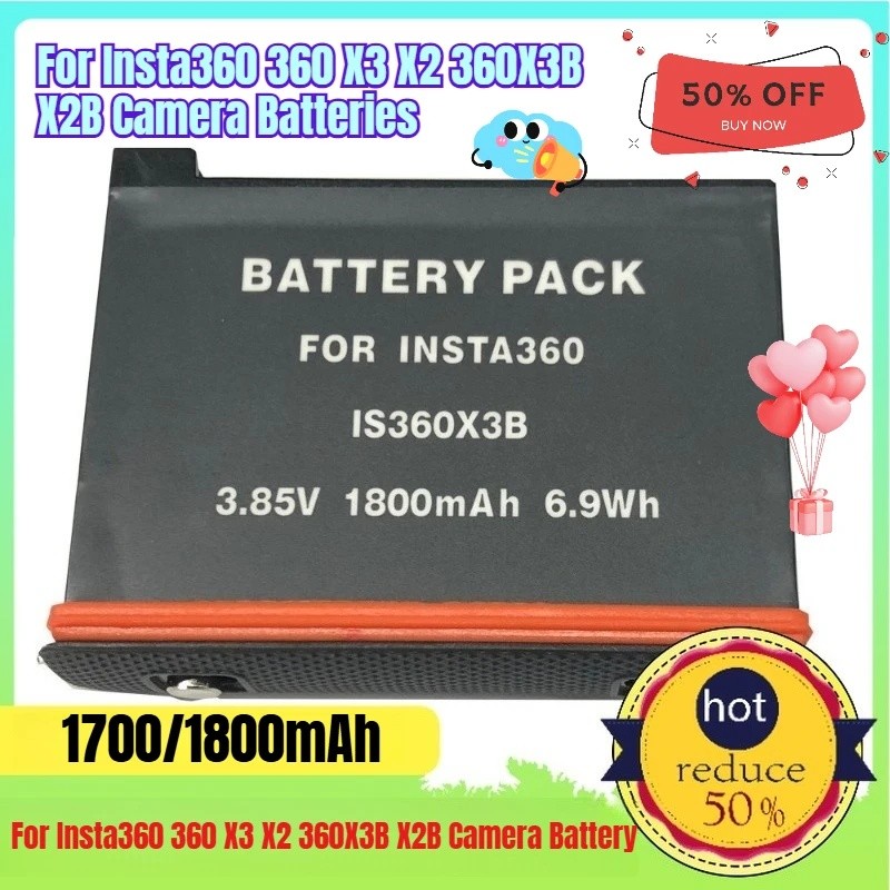 3.85V 1700/1800mAh สําหรับ Insta360 360 X3 X2 360X3B X2B แบตเตอรี่กล้อง