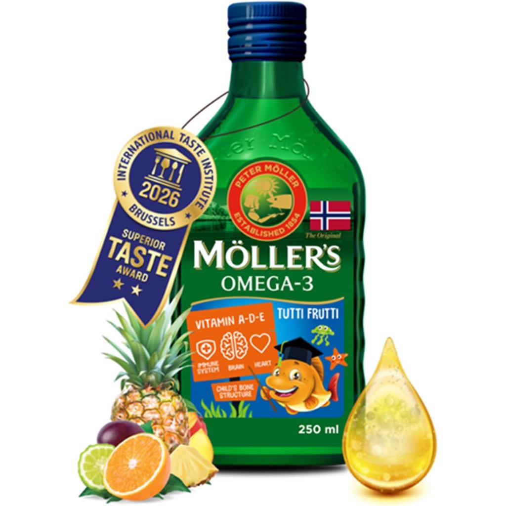 Moller  ® | โอเมก้า 3 สําหรับเด็ก น้ํามันตับปลา | ผลิตภัณฑ์เสริมอาหาร Nordic Omega-3 พร้อม EPA, DHA,
