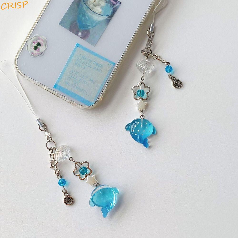 CRISP โซ่โทรศัพท์มือถือ, Y2k ที่ไม่ซ้ํากันสัตว์ทะเลฉลามโทรศัพท์ Charm, ความงาม Handmade ลูกปัดพวงกุญแจ Ocean Theme โทรศัพท์ Lanyard แขวนเครื่องประดับ