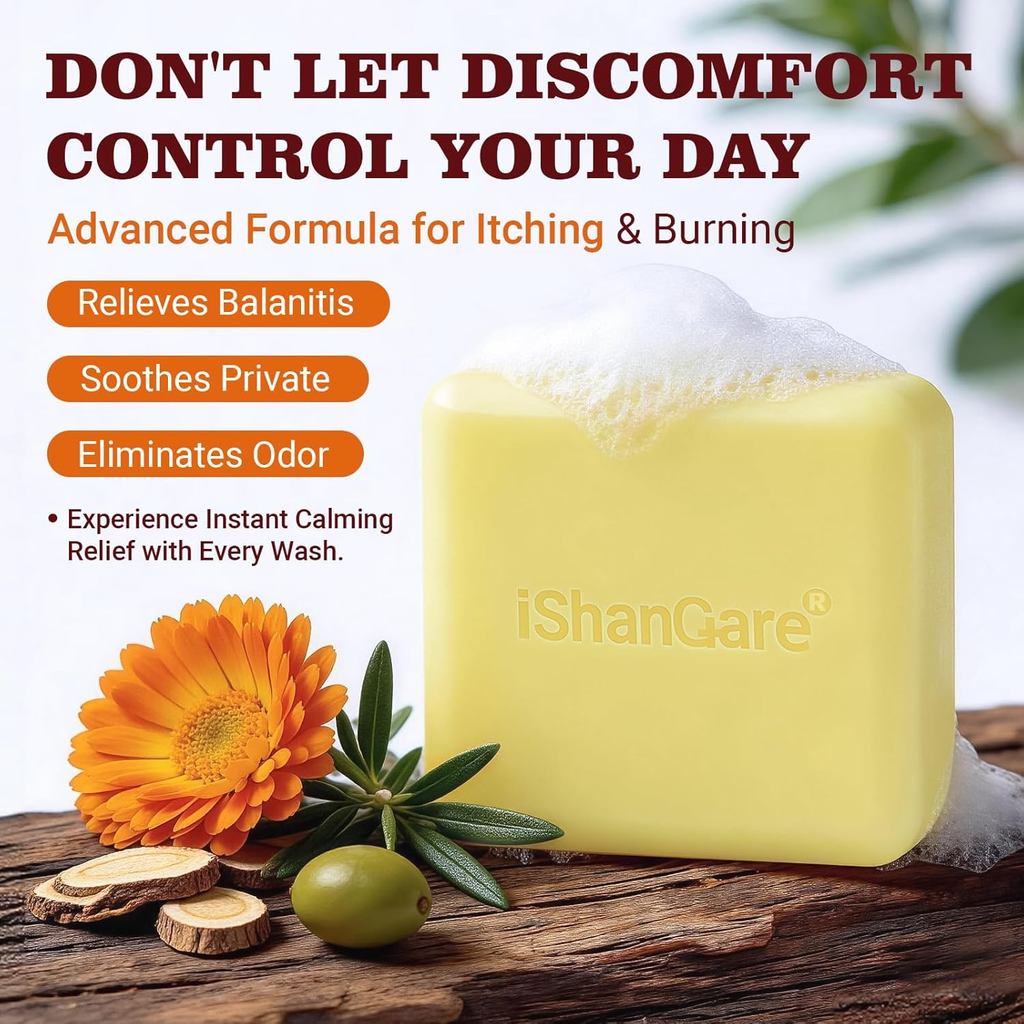 Ishancare Balanitis Soap & Antifungree Body Wash Bar – บรรเทาอย่างรวดเร็วจาก Jock Itch, Redness & Od