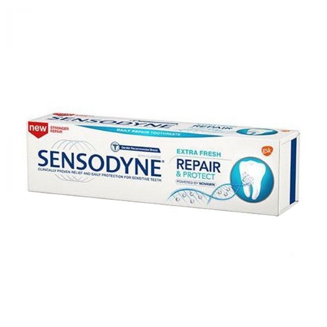 เซ็นโซดายน์ ยาสีฟันรีแพร์แอนด์โพรเทคท์เอ็กซ์ตร้าเฟรช Sensodyne Repair Fresh Toothpaste 100g.
