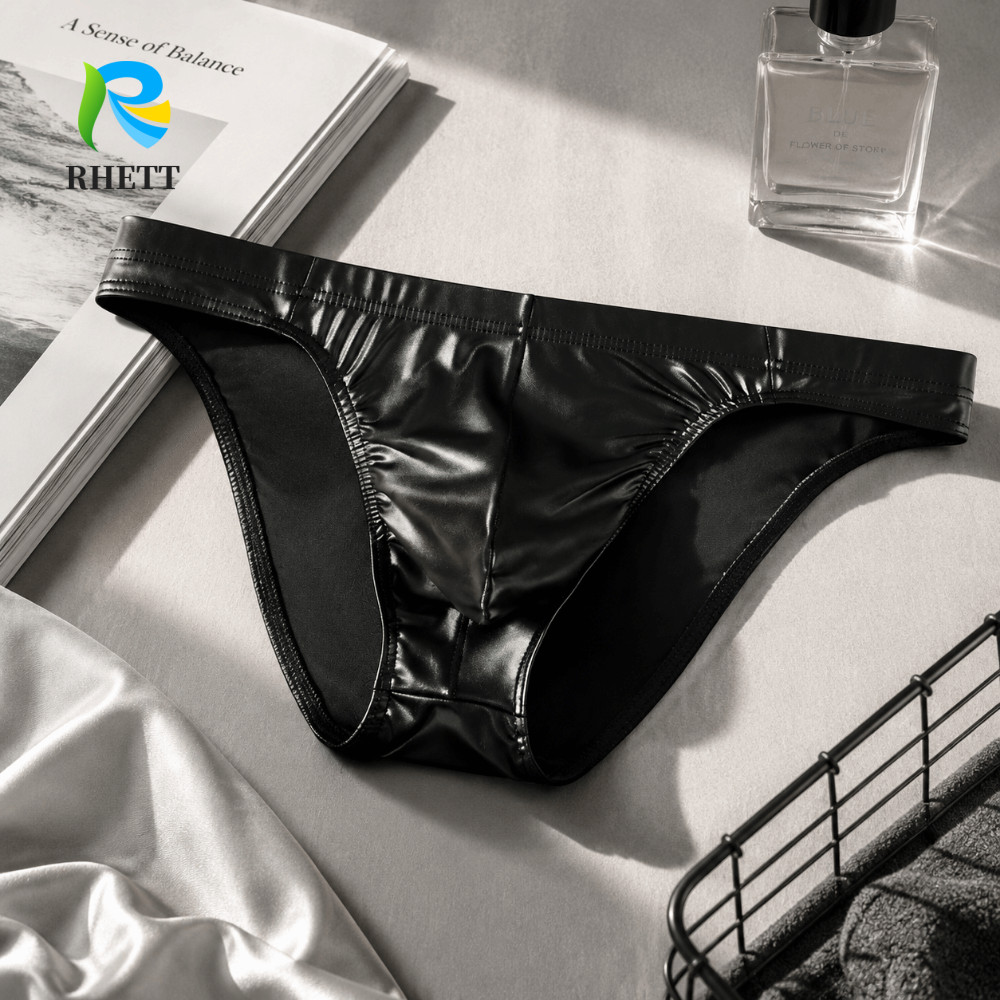 RETT กางเกงผ้าไหมซาติน, Bulge Pouch ชุดชั้นในผู้ชาย, Simple Low เอวกางเกงกางเกงสีทึบ Sleep