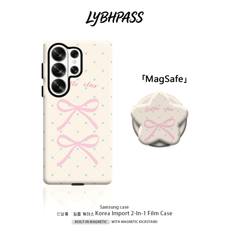 คสซัมซุง+มีขาตั้งแม่เหล็ก แม่เหล็ก MagSafe มินิมอล ทันสมัย ดาวเล็ก โบว์ ขอบ2ชั้น เคส Samsung galaxy s20 fe s21 s22 plus s23 s24 s25 edge s26 ultra note20 ultra A07 A17 A27 A37 A54 A55 A56 A57 5G เปิดเลนส์ กันกระแทก โทรศัพท์ มือถือ case