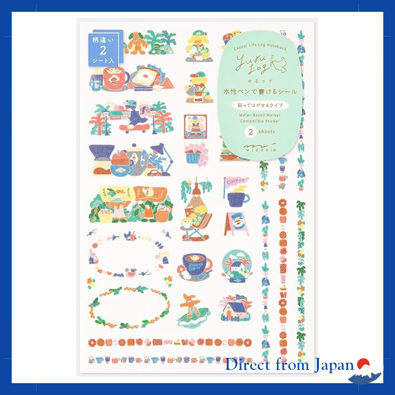 Midori Yuru Log Stickers - 2 Sheets (Cat Pattern) 82673006
