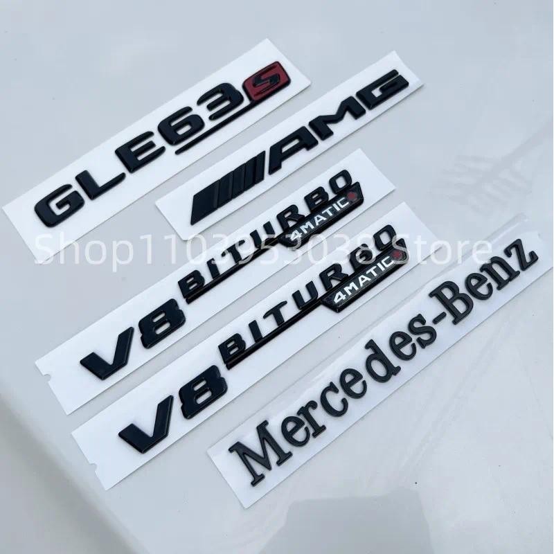 3D ABS สีดําโลโก้ GLE63S V8-BITurbo 4matic สัญลักษณ์รถ Trunk AMG Badge ด้านหลัง Star สติกเกอร์สําหรั