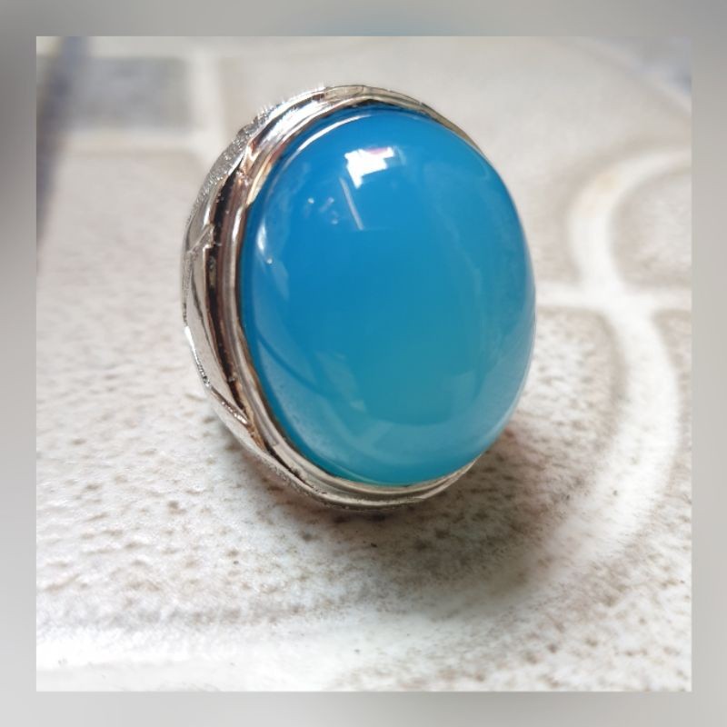 หินอาเกต Mizone Jombo Chlacedoni สีฟ้าธรรมชาติ