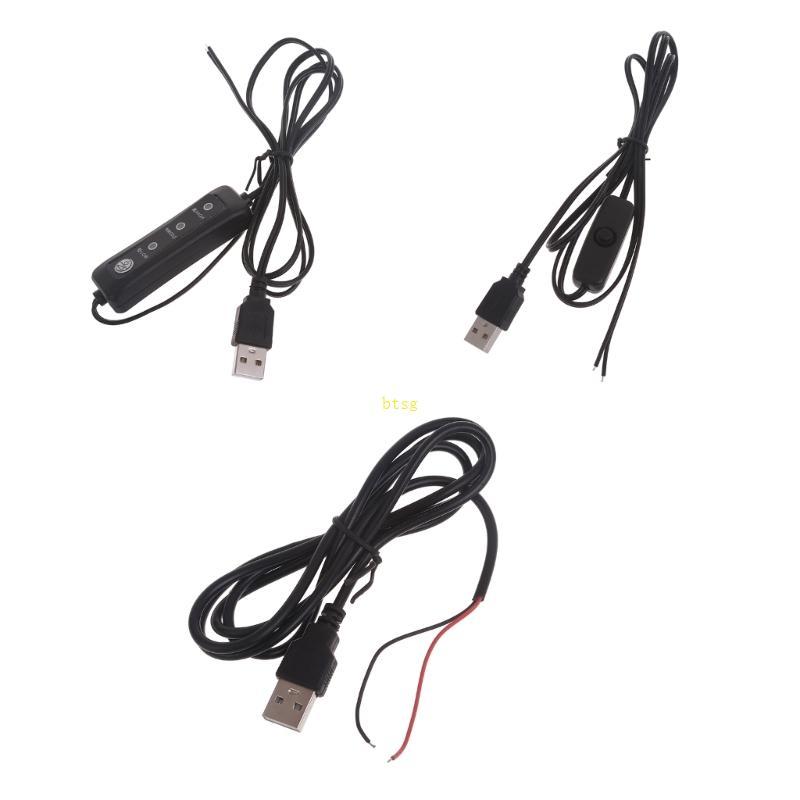 Btsg USB DIY สายไฟบัดกรี 5V สายต่อ USB พร้อมสวิตช์สําหรับไฟ LED 5V แฟนกล้อง