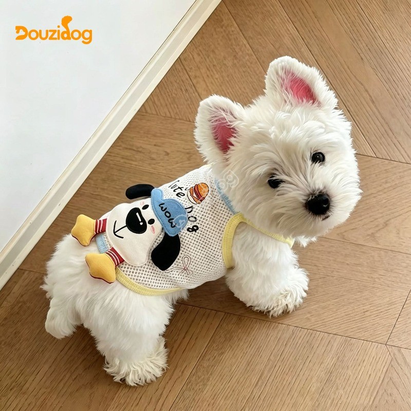 เสื้อผ้าสุนัขฤดูร้อนบางสไตล์ตุ๊กตาสามมิติตาข่ายสลิง Shih Tzu Teddy Pomeranian ขนาดเล็กขนาดกลางสุนัขแมว Universal Douzidog