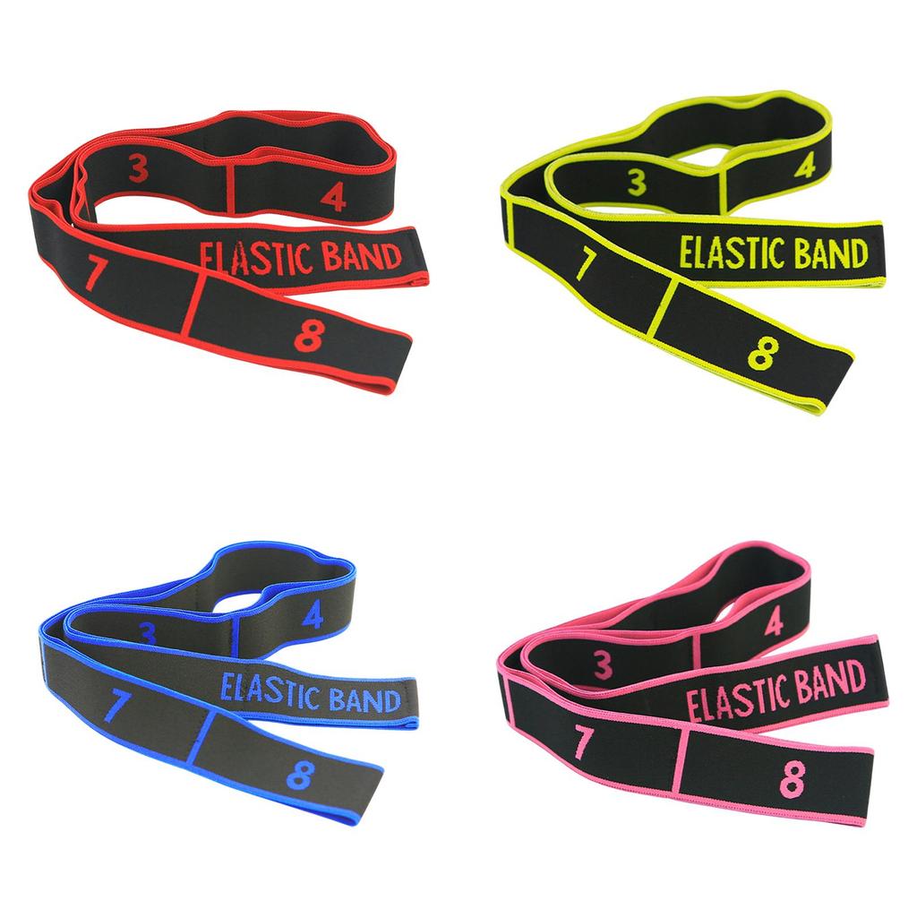 [rsrhxt] Yoga Stretch Strap Elastic Band Yoga Resistance Band 8 Segment for Fitness Training