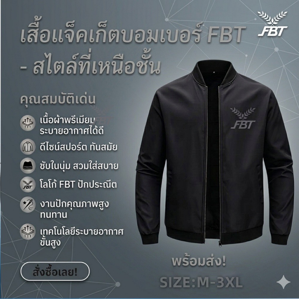 เสื้อแจ็กเก็ตพิมพ์ลาย- FBTเสื้อแจ็คเก็ตกีฬา – ปกพับ – สำหรับผู้ใหญ่ – ไซส์ผู้ชาย M-3XL
