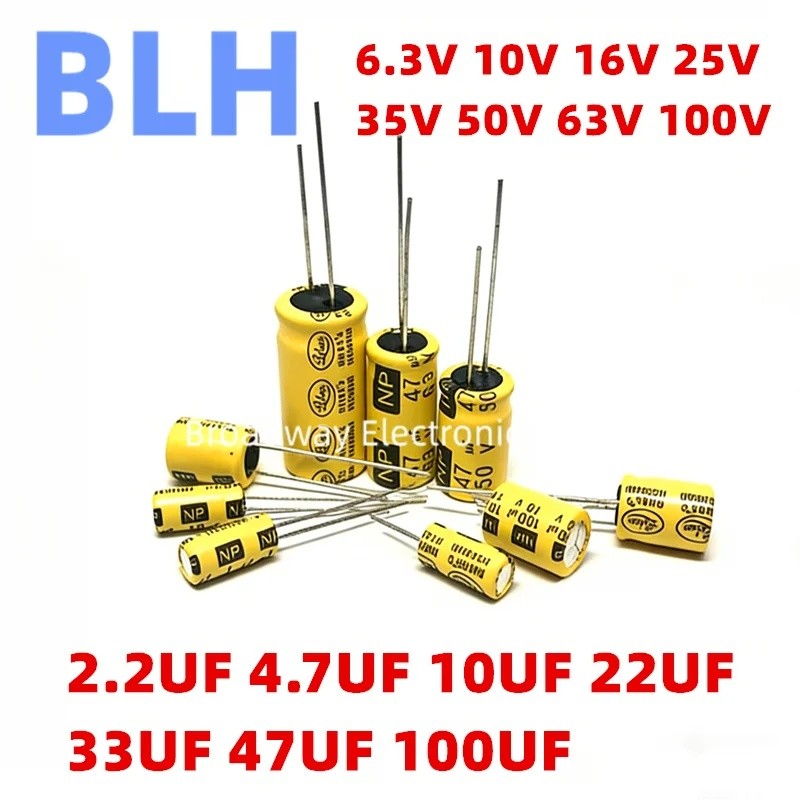 10PCS NP Poleless Audio Capacitor 6.3V 10V 16V 25V 35V 50V 63V 100V 2.2UF 4.7UF 10UF 22UF 33UF 47UF 