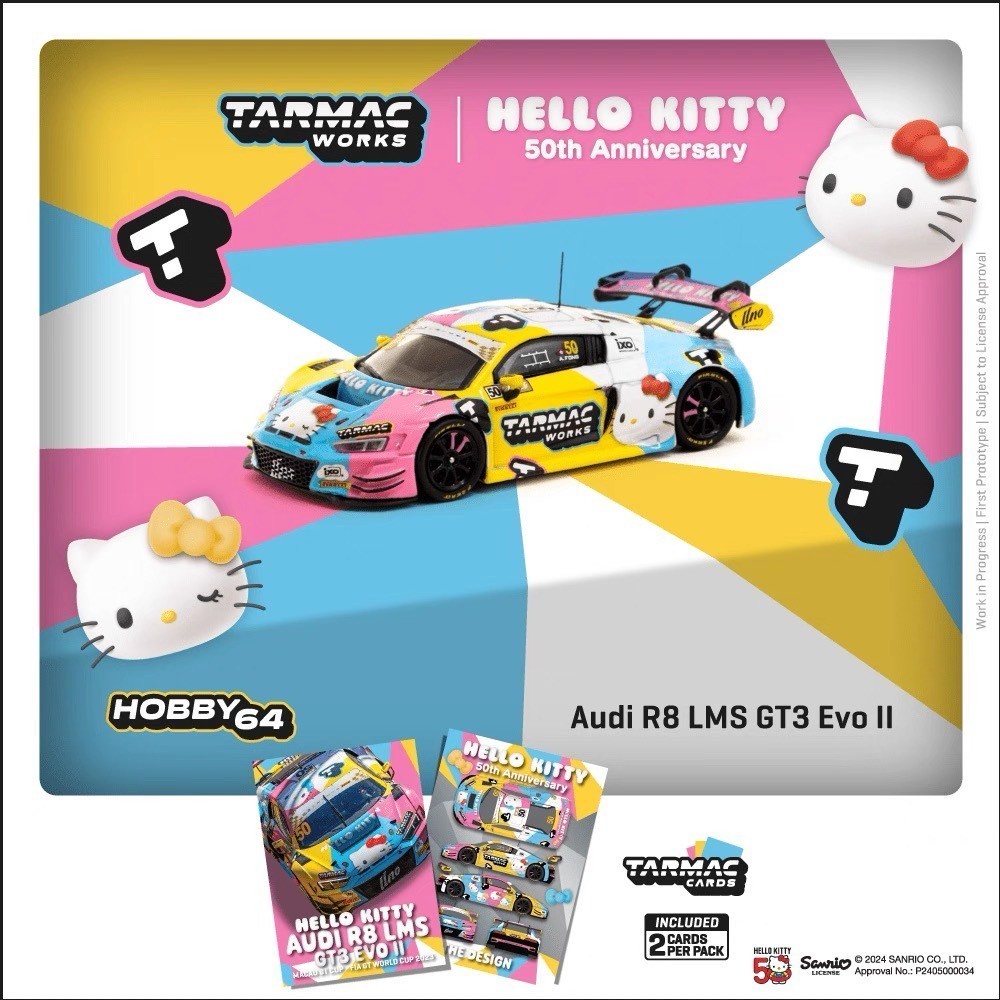 [ที่ยังไม่ได้เปิดใหม่เอี่ยม] Tarmac Works AUDI R8 LMS GT3 EVO II Hello Kitty TW Hello Kitty ครบรอบ 5
