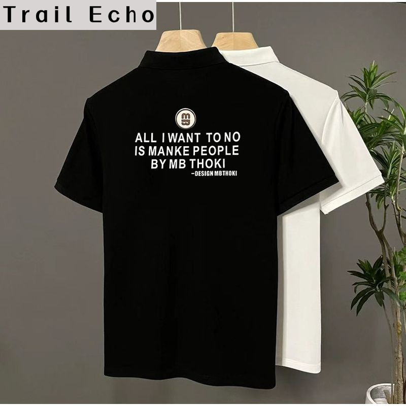 Trail Echo  เสื้อโปโลแขนสั้นผู้ชายแบบลำลอง ดีไซน์คอปกพร้อมลายพิมพ์แฟชั่น