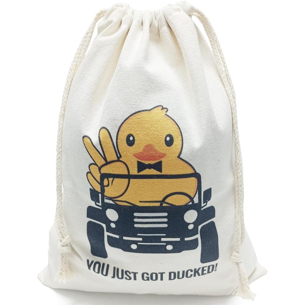 Ducks for Ducking Drawstring Duck Bag Canvas Backpack Ducking Bag 11.81 x 15.7 นิ้ว