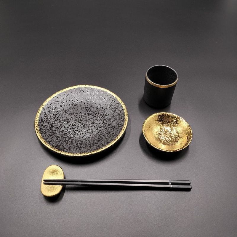 Gold-plated chopstick rest, commercial ceramic tableware, water cup, bone china display plate12y Jap