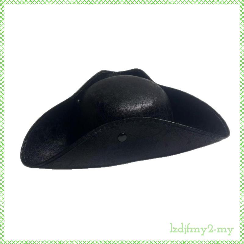 [LzdjfmydcMY] หมวก Tricorn Pirate หมวกหนังเทียม Tricorn Pirate Hat ของแท้สําหรับสีดํา
