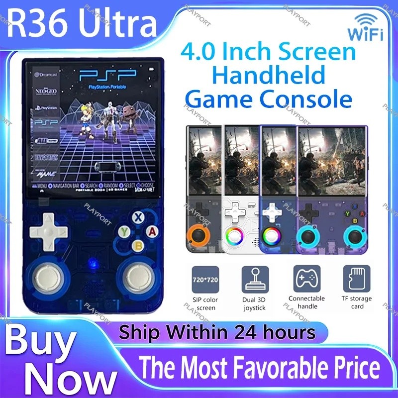 ใหม่ R36Ultra 128GB Retro คอนโซลเกมมือถือ 4.0 นิ้ว R36S ระบบเปิด-Source Linux เครื่องเล่นวิดีโอแบบพก