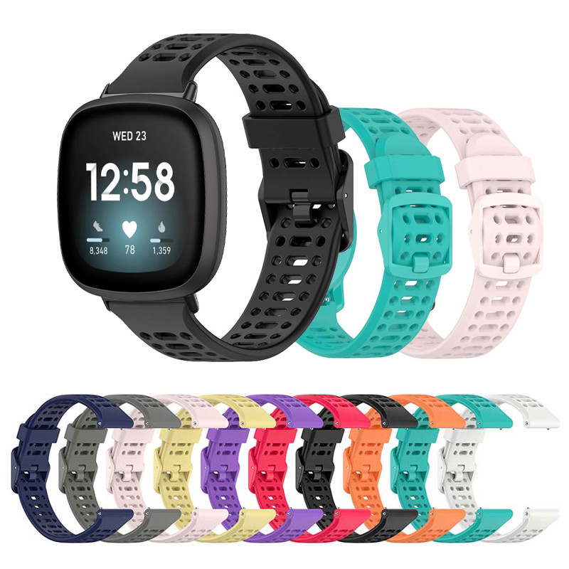สายรัดข้อมือกีฬาระบายอากาศสายรัดซิลิโคนสําหรับ Fitbit Versa 4 3 2 Lite Fibit Sence 2