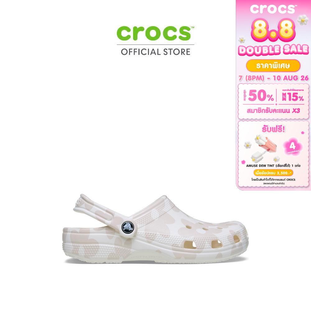 CROCS รองเท้าลำลองผู้ใหญ่ CLASSIC POP PETALS CLOG - CHALK/MULTI