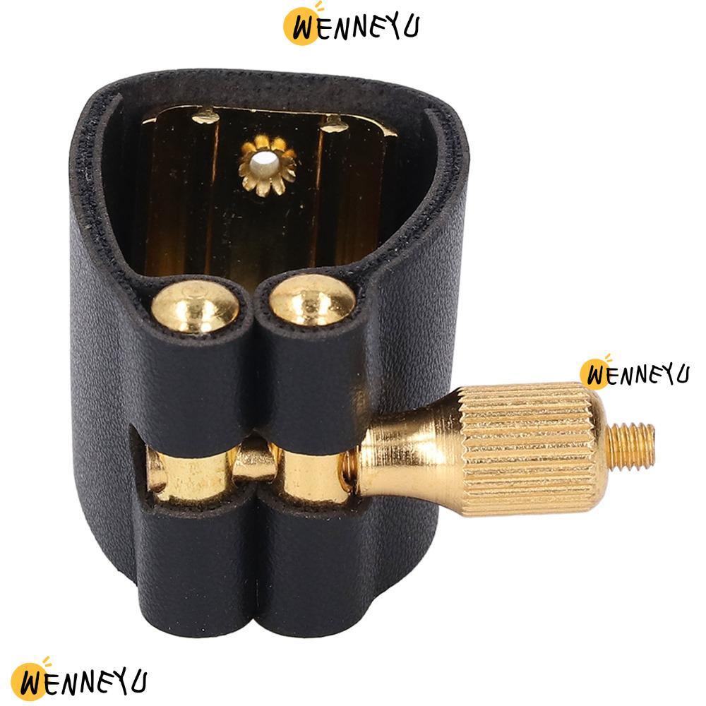 WENEYU Sax Mouthpiece Ligature, สีดําหนังและโลหะ Alto แซ็กโซโฟนอุปกรณ์เสริม, Professional Alto Sax L