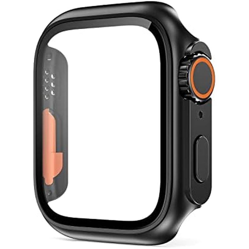 VeveXiao เข้ากันได้กับ Apple Watch Series 8 7 45 มม.ปกป้องหน้าจอเปลี่ยนเป็นพิเศษ, PC Case ฟิล์มกระจก