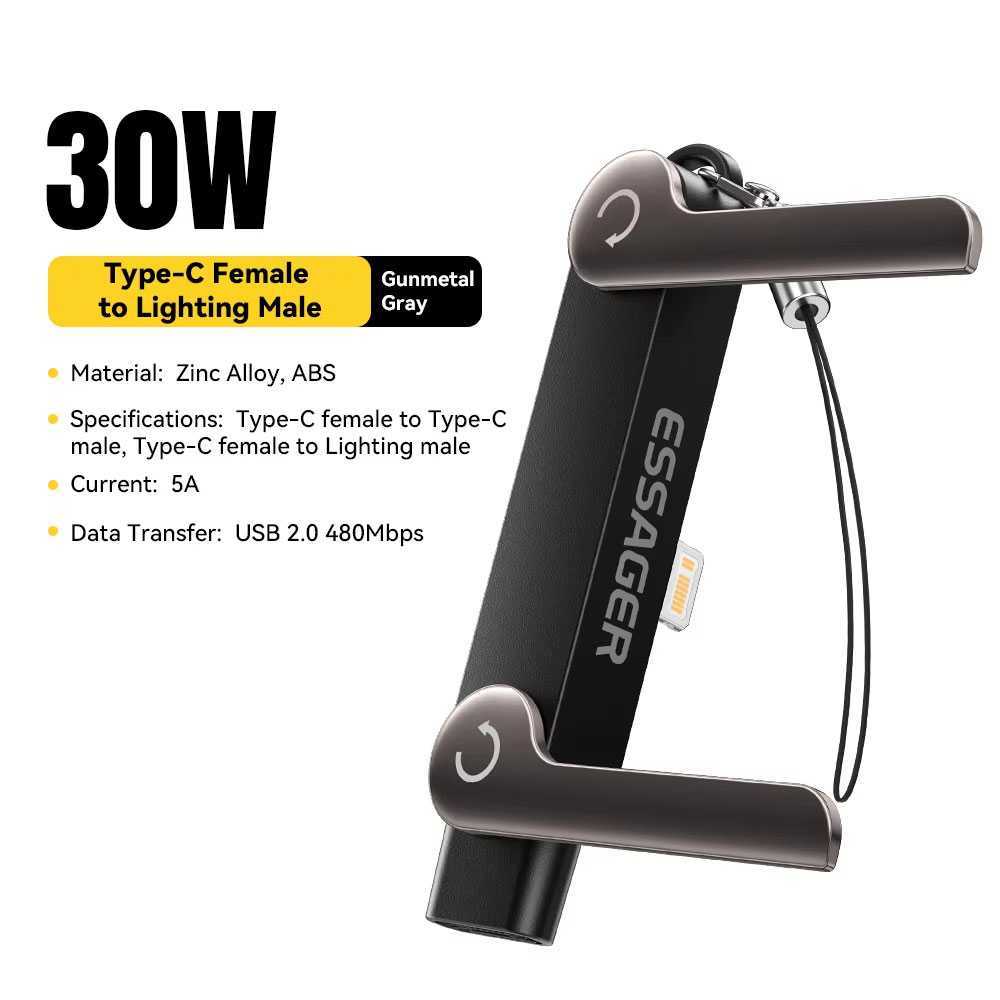 อะแดปเตอร์ OTG Type C Female to Lightning Male 2in1 Holder 30W Converter Charger HP iPhone Fast Char