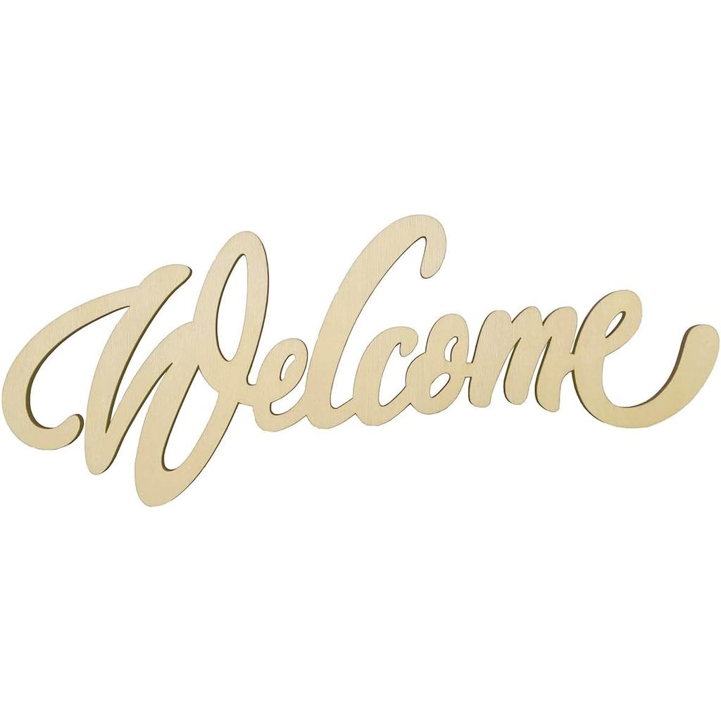 5 ชิ้นไม้ Cutout ป้ายยินดีต้อนรับยังไม่เสร็จไม้ยินดีต้อนรับตัวอักษร Word Wood Art Sign สําหรับ Rusti