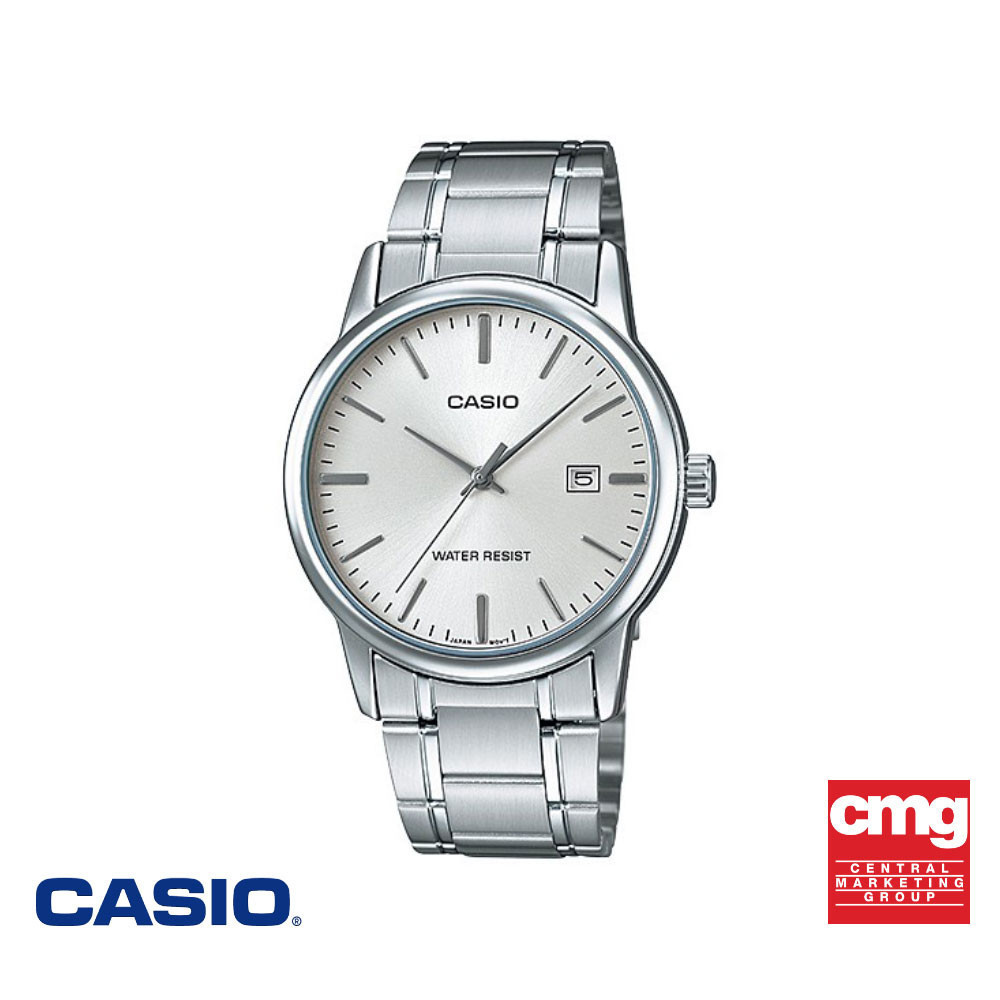 CASIO นาฬิกาข้อมือ CASIO รุ่น LTP-V002D-7AUDF วัสดุสเตนเลสสตีล สีขาว