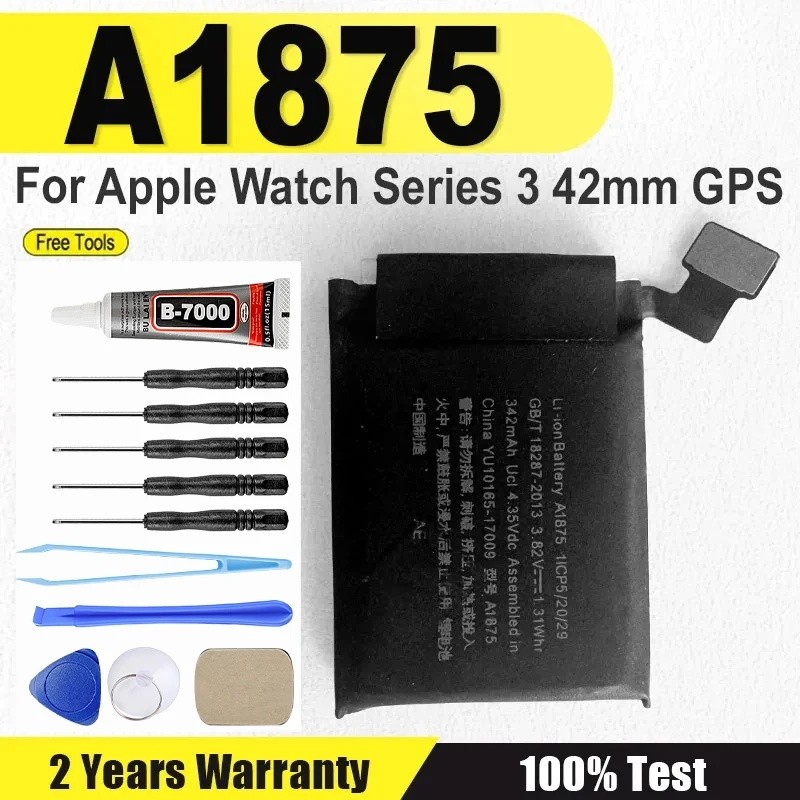 A1875 GPS รุ่นแบตเตอรี่จริง 342mAh สําหรับ Apple Watch Series 3 42 มม.Series 3 GPS A1875 iWatch Bate
