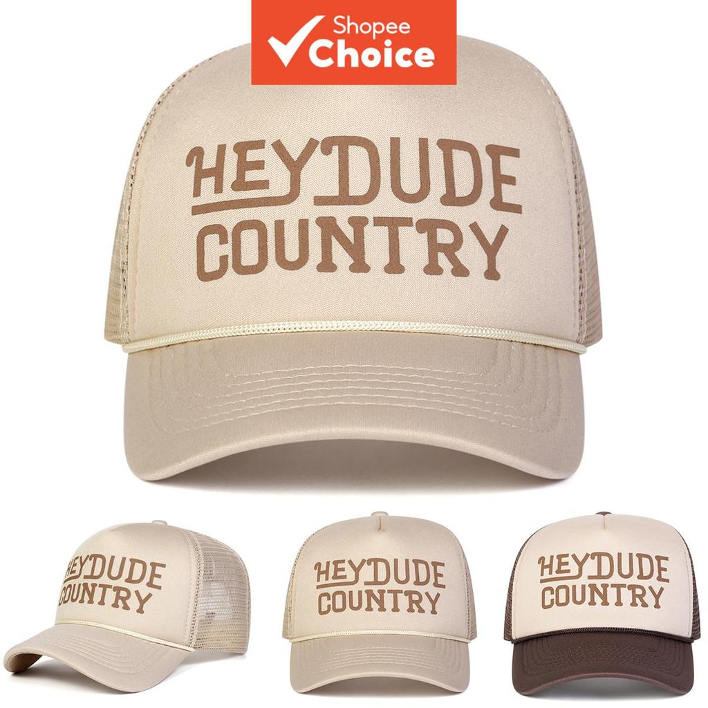 Unisex Hey Dude Country เย็บปักถักร้อยปรับตาข่ายเบสบอลหมวก Sun หมวกฤดูใบไม้ผลิฤดูร้อนกลางแจ้งกีฬา Tr