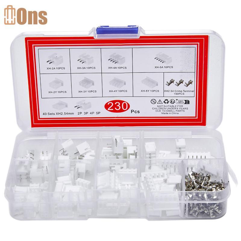 Ons 230 ชิ้น XH2.54 PH2.0 2-5 พิน JST Connector Kit พร้อมตัวปรับสายไฟที่