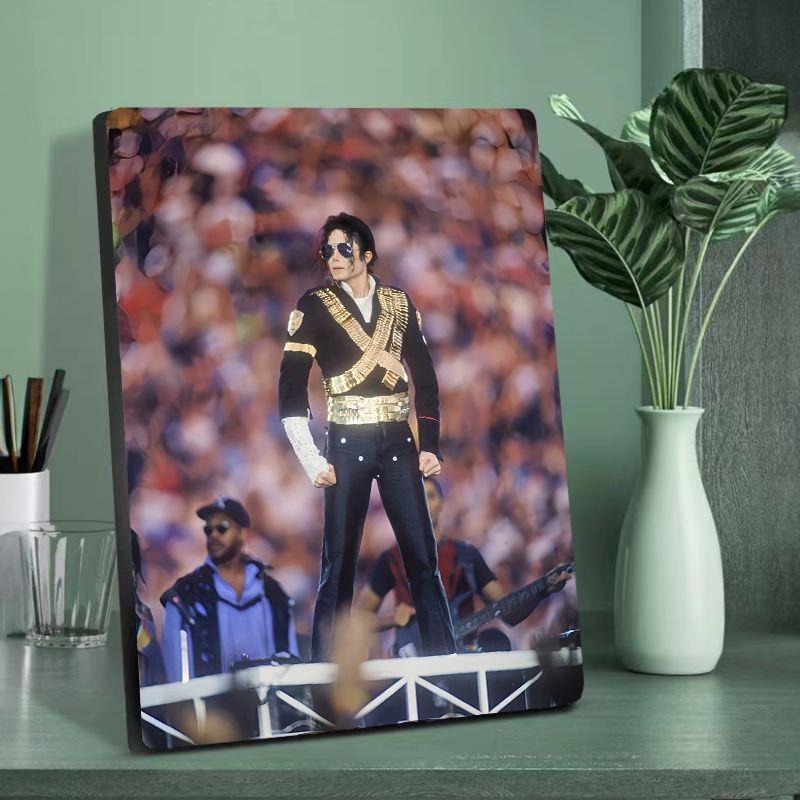 Michael Jackson Merchanted Table Wall High-value Personal Crystal Frame Grey White Photo Retro Style