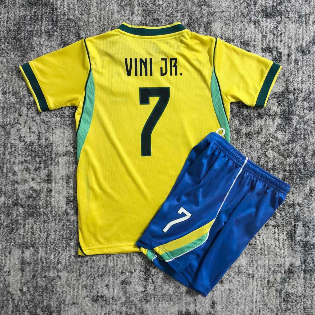 2627 Brazi Home Jersey READY STOCK ชุดเด็ก VINI JR. เสื้อฟุตบอล No.7 TOP พิมพ์ชุดชื่อใดๆ C3AI
