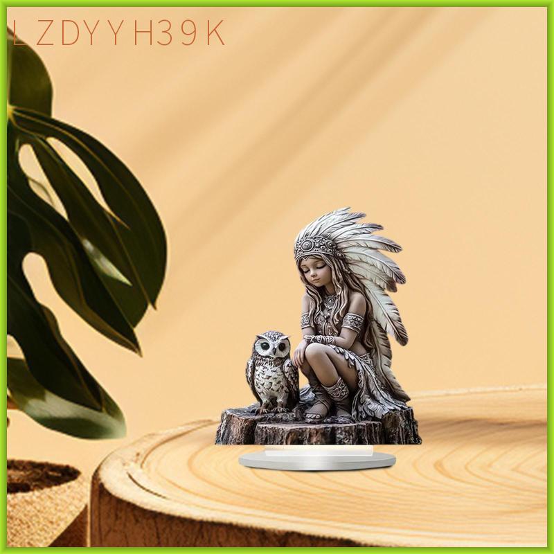 [lzdyyh39k] 2-6pack Indian Girl Owl Sign Festival Xmas Home Decor Office Flat Acrylic