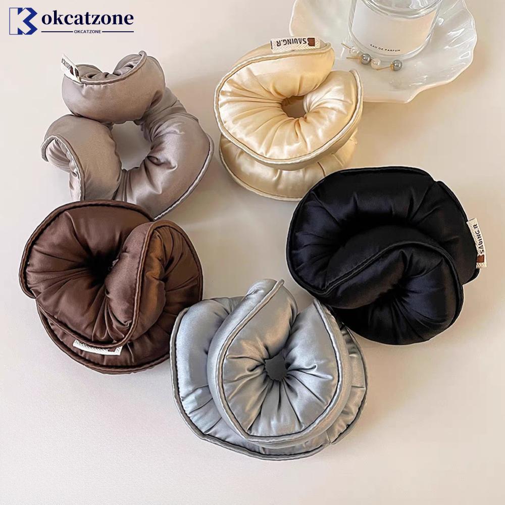 OKCATZONE นุ่มซาติน Sleep Hair Scrunchies ไม่มี Crease ยืดหยุ่นผู้ถือผมหางม้า Hair Care Overnight Cu