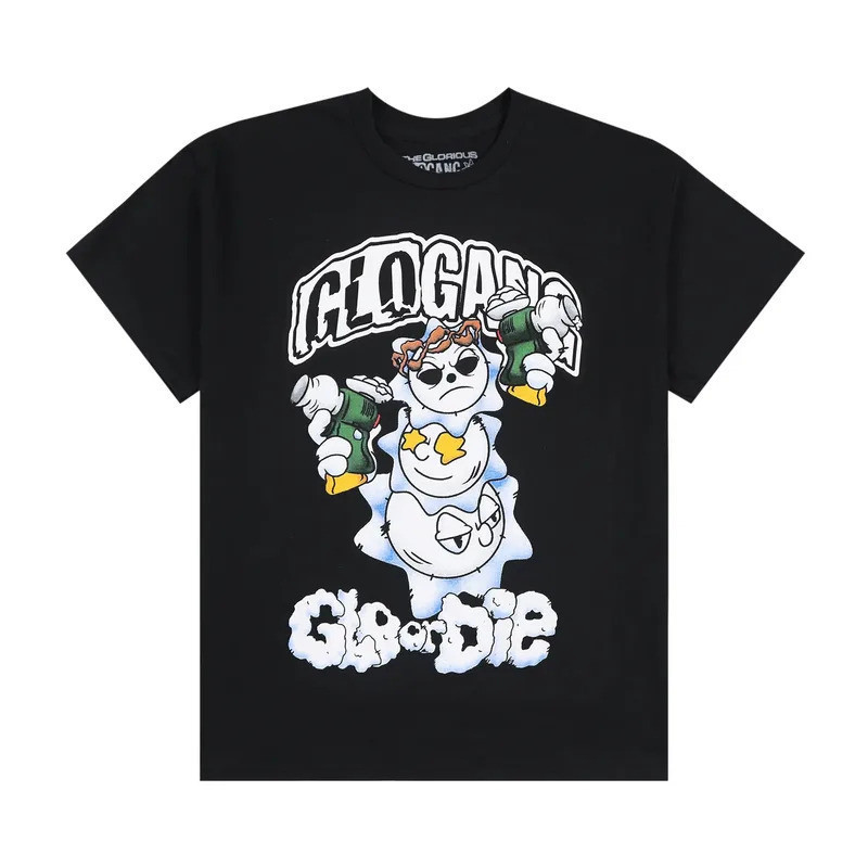 เสื้อยืดแขนสั้นผู้ชาย Glogang สไตล์ Street Fashion สไตล์ฮาราจูกุ สไตล์ Y2K คอกลม แขนสั้น Cotton tu