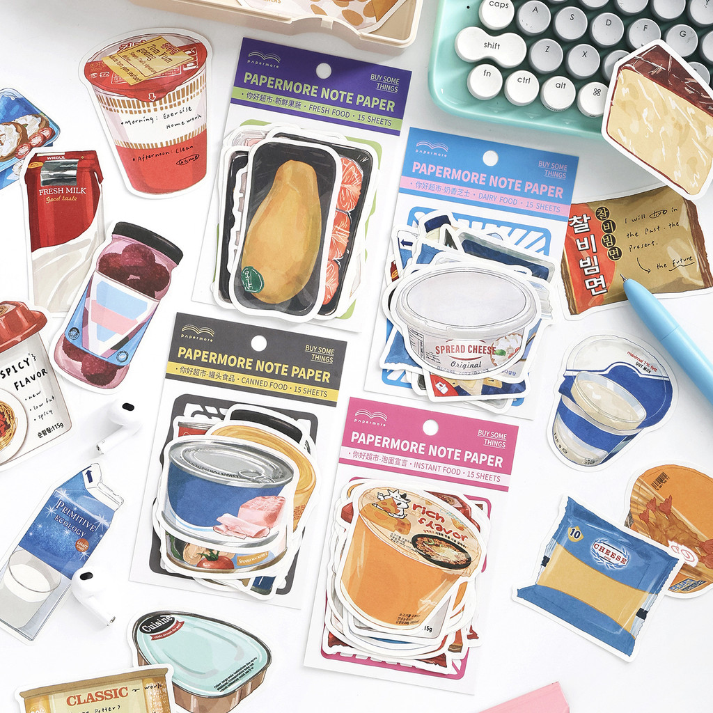 (15แผ่น) PaperMore Supermarket Memo Pad Writing Pad Deco Journaling